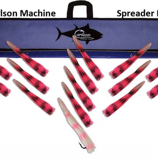 Trolling Lures Carlson Machine Spreader Bar 36" With 14 9" Machine Lures And 12" Machine Stinger